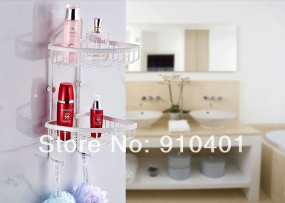 Wholesale And Retail Promotion Golden Brass Bathroom Corner Shelf Bath Shower Cosmetic Caddy Storage Dual Tiers