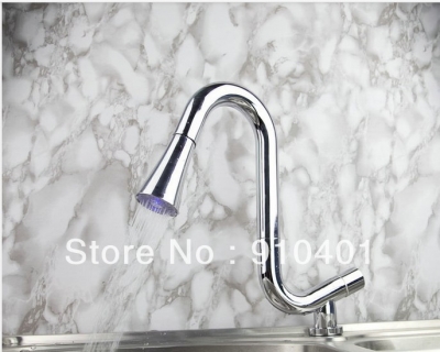 Wholesale And Retail Promotion LED Color Changing Chrome Brass Deck Mounted Kitchen Faucet Single Handle Mixer