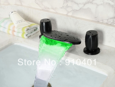 Wholesale And Retail Promotion LED Widespread Oil Rubbed Bronze Waterfall Bathroom Basin Faucet Sink Mixer Tap