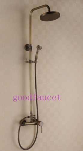 Wholesale And Retail Promotion Luxury Antique Brass Single Handle Rainfall Bathroom Shower Faucet Mixer Tap Set