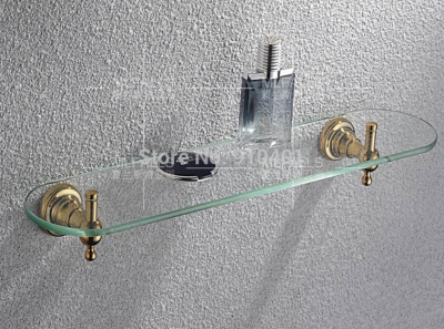 Wholesale And Retail Promotion Modern Golden Brass Bathroom Shelf Wall Mounted Caddy Cosmetic Storage Holder