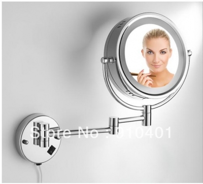 Wholesale And Retail Promotion NEW Chrome Round 3x Beauty Magnifying Bathroom Mirror LED Makeup Cosmetic Mirror