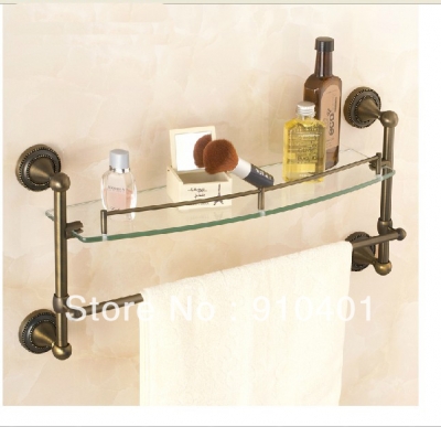 Wholesale And Retail Promotion NEW Luxury Antique Brass Bathroom Shelf Shower Caddy Storage Holder W/ Towel Bar