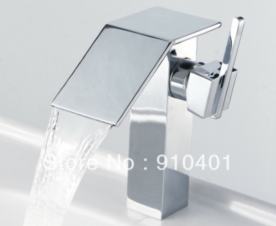 Wholesale and Retail Promotion Deck Mounted Waterfall Bathroom Basin Faucet Sink Mixer Tap Single Handle Chrome