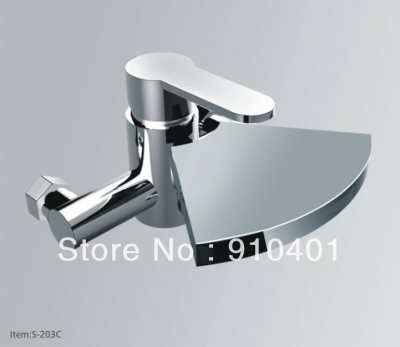 Wholesale and Retail Promotion Luxury Waterfall Wall Mounted Solid Brass Faucet Bathroom Basin Mixer Tap Chrome