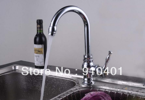 Wholesale and Retail Promotion NEW Luxury Deck Mounted Chrome Brass Kitchen Faucet Swivel Spout Sink Mixer Tap