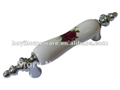 luxury rose pattern ceramic handles furniture window handle top door knobs and handles flush pull handles 50pcs/lot D58-PC
