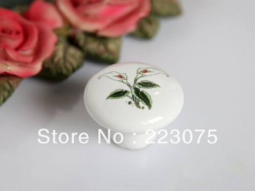 -calla flowers D:38MM w screw European villager style ceramic drawer cabinets pull handle door knobs 10pcs/lot