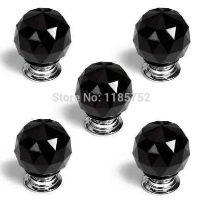 10PCS 40mm Brand New Sparkle Black Glass Crystal Cabinet Pull Drawer Handle Kitchen Door Wardrobe Cupboard Knob Free Shipping