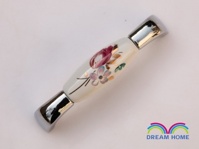 96mm European style tulip Ceramic furniture handle / cabinet pull / chrome plated handle/ drawer pull