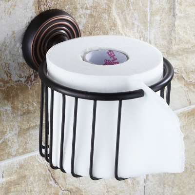 Black bronze copper antique wastebasket paper towel holder cosmetics basket toilet paper holder multifunctional shelf [OtherProducts-327|]