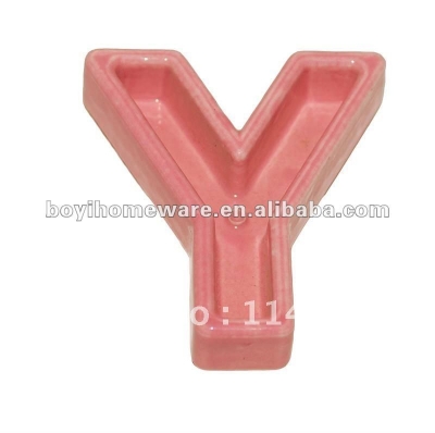 Ceramic letter and number colored candle holders stand pink letter Y holder wholesale and retail 500pcs/lot shipping discount