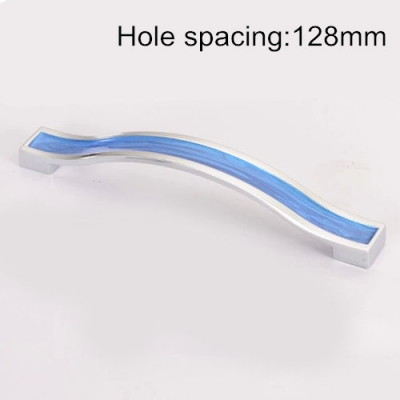 Shiny Cabinet Handle Cupboard Drawer Pull Bedroom Handle Modern Furniture Pulls Bar Blue 128mm Hole spacing [Cabinethandles-65|]