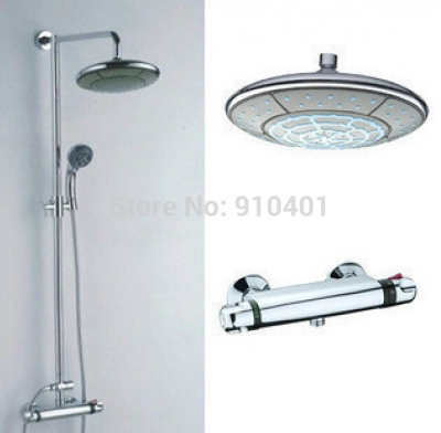 Whole Sale And Retail Promotion Wall Mounted Bathroom Rain Shower Faucet Set Thermostatic Valve Mixer Tap Chrome