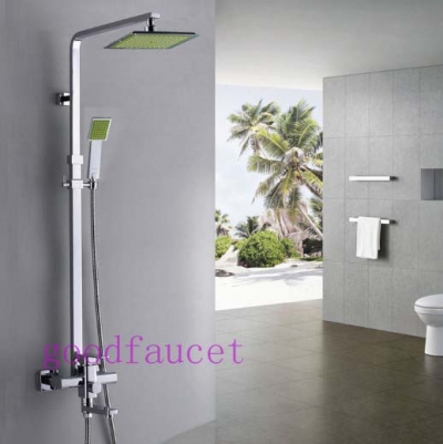 Wholesale / retail bathroom rainfall shower mixer tap green square shower head / hand shower with adjustable bar