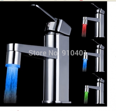 Wholesale And Retail Promotion Chrome Brass LED Color Changing Bathroom Basin Faucet Single Handle Sink Mixer