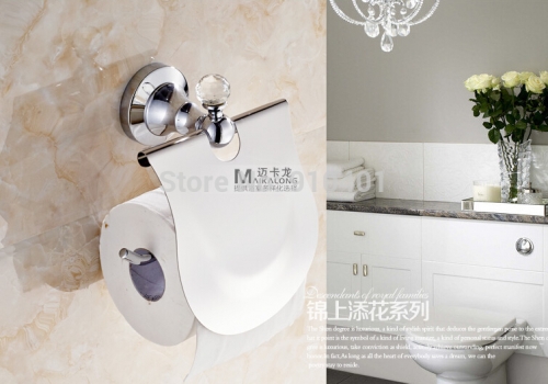 Wholesale And Retail Promotion Chrome Brass Roll Toilet Paper Holder Bath Toilet Paper Rack W/ Crystal Hangers