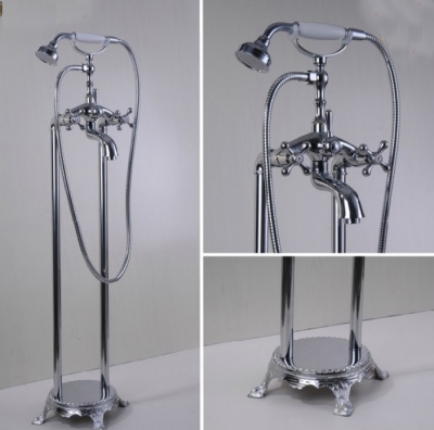 Wholesale And Retail Promotion Luxury Chrome Floor Mount Free Standing Clawfoot Bathtub Faucet Hand Shower Set