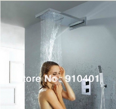 Wholesale And Retail Promotion Modern 22" Rainfall Waterfall Brass Thermostatic Shower Mixer Tap + Hand Shower