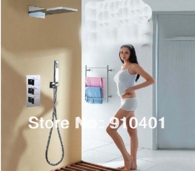 Wholesale And Retail Promotion NEW 22" Rainfall Waterfall Brass Thermostatic Shower Mixer Tap + Hand Shower Tap