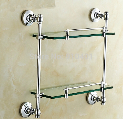 Wholesale And Retail Promotion NEW Chrome Brass Wall Mounted Bathroom Shelf Square Shower Caddy Storage Shelf