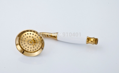 Wholesale And Retail Promotion NEW Luxury Golden Brass Rain Shower Head Shower Faucet Ceramic Handheld Shower