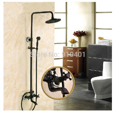 Wholesale And Retail Promotion NEW Luxury Oil Rubbed Bronze Rain Shower Faucet Set Tub Mixer Tap W/ Hand Shower