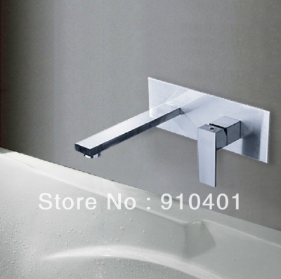 Wholesale And Retail Promotion NEW Modern Square Wall Mounted Bathroom Faucet Chrome Brass Basin Sink Mixer Tap