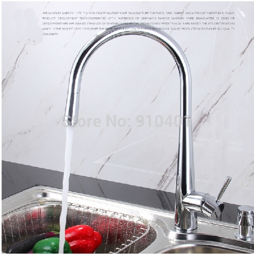 Wholesale And Retail Promotion NEW Polished Chrome Brass Pull Out Kitchen Faucet Single Handle Vessel Mixer Tap