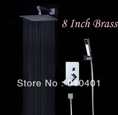 Wholesale And Retail Promotion Polished Chrome Brass 8" Rain Square Shower Faucet Set Single Handle Mixer Tap