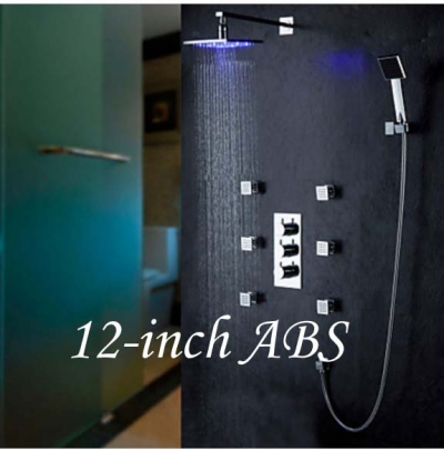 Wholesale And Retail Promotion Thermostatic LED Colors Wall Mounted Bathroom Shower Faucet W/ Jets Hand Shower