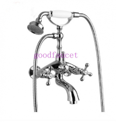 Wholesale And Retail Promotion Wall Mounted Polished Chrome Brass Bathroom Shower Bathtub Faucet Ceramic Handle