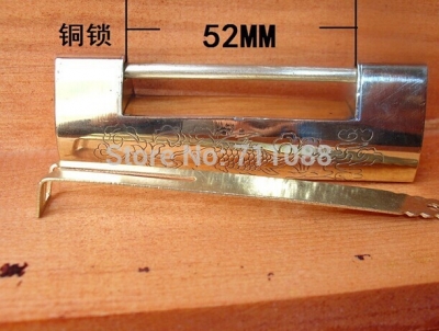 Antique brass lock hand-carved bronze cross open padlock lock spacing 5.2CM fish lock [Buckleaccessories-121|]