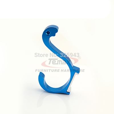 New 1pc Light Blue Clothing Double Hooks Space Alumimum Home DIY Towel Hanger Hooks Wall-mounted 10 Kinds Color to Chose