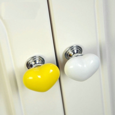 Super cute heart shaped ceramic knob handles cabinet pull kitchen cupboard knob kids drawer dresser knobs
