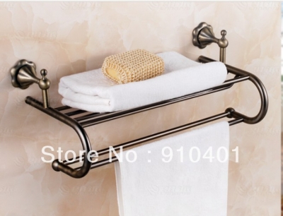 Wholesale And Retail Promotion Antique Brass Bathroom Wall Mounted Towel Shelf Towel Rack Holder W/ Towel Bar