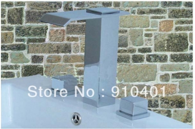 Wholesale And Retail Promotion Deck Mounted Chrome Brass Bathroom Basin Faucet Waterfall Mixer Tap Dual Handle