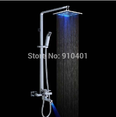Wholesale And Retail Promotion LED Color Changing Shower Faucet Set Wall Mounted Tub Mixer Tap W/ Hand Shower