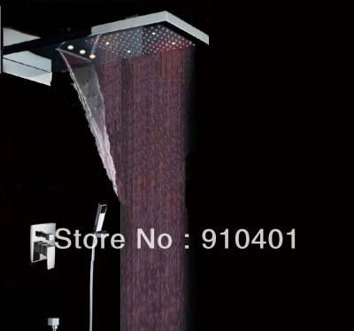 Wholesale And Retail Promotion LED Color Changing Wall Mounted Waterfall Rain Shower Faucet W/ Hand Shower Tap
