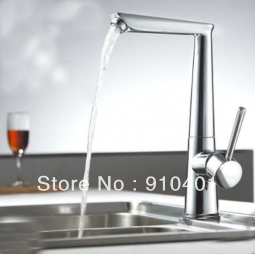 Wholesale And Retail Promotion Luxury Deck Mounted Chrome Brass Kitchen Faucet Single Handle Swivel Spout Mixer