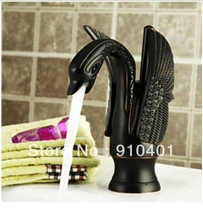 Wholesale And Retail Promotion NEW Oil Rubbed Bronze Bathroom Swan Faucet Vanity Sink Mixer Tap Swivel Handle