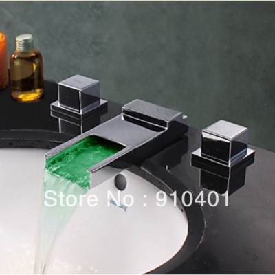 Wholesale And Retail Promotion Polished Chrome Brass LED Color Changing Waterfall Bathroom Basin Faucet Mixer