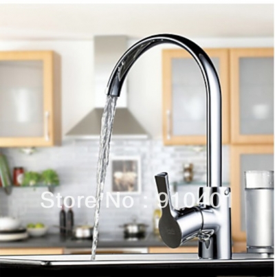 Wholesale And Retail Promotion Swivel Spout Waterfall Brass Kitchen Faucet Single Handle Sink Mixer Tap Chrome