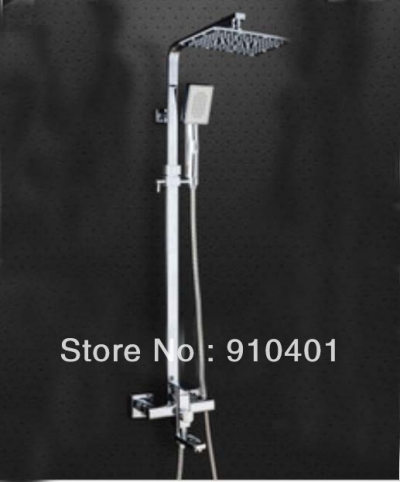 Wholesale /Retail Promotion Chrome Finish 8" Square Rain Shower Faucet Set Bathtub Mixer Tap Chrome Finish