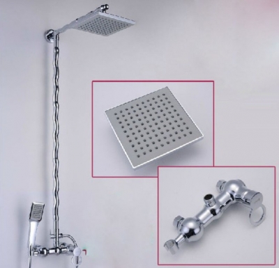 Wholesale /Retail Promotion Luxury Polished Chrome Brass 8" Rain Shower Faucet Set Shower Column Mixer Tap