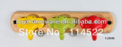 new design colored elephants ceramic hooks kids cartoon coat rack clothes hanger towel hook wholesale & retail 18pcs/lot YJ3046