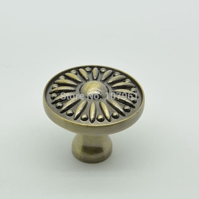 single hole flower embossed eu style brass zinc alloy 61g antique drawer knobs pull with 1 pcs screw