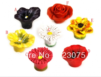 -resin flowers Cabinet DRAWER Pull Dresser pull/ Kitchen knob door handel with screw 10pcs/lot