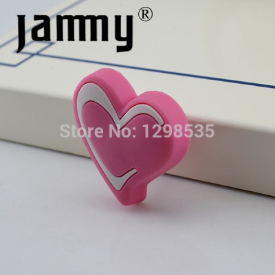 2PCS for soft kids pink heart furniture handles drawer pulls kids bedroom dresser knobs