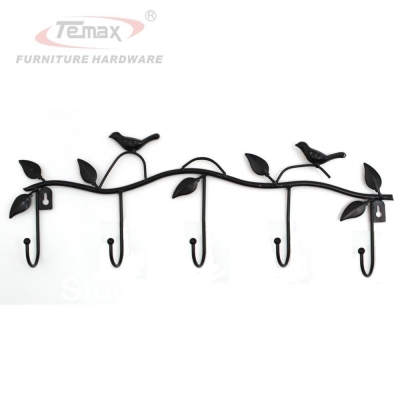 Black Bird Rustic Country Handmade Cast Iron Coat Hat Hook Wall Hanger Decorative Rack with 5 Hooks [Clothes Hook-243|]